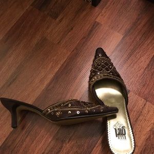 Brown sequin shoes