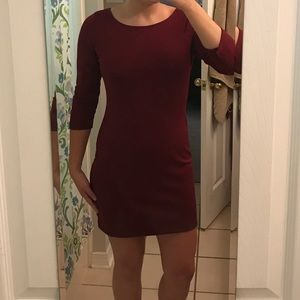 Maroon Fitted Sweater Dress