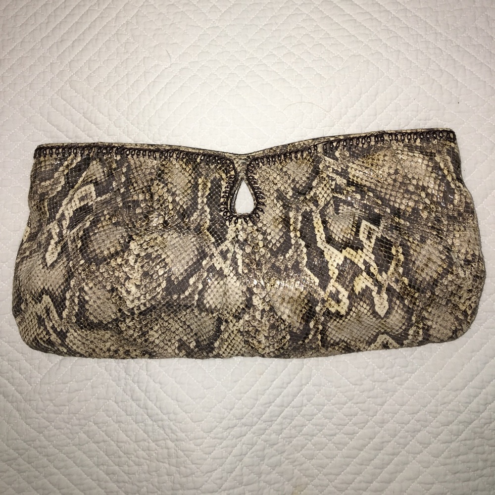 🐍Sandra Roberts Genuine Python Clutch w Zipper