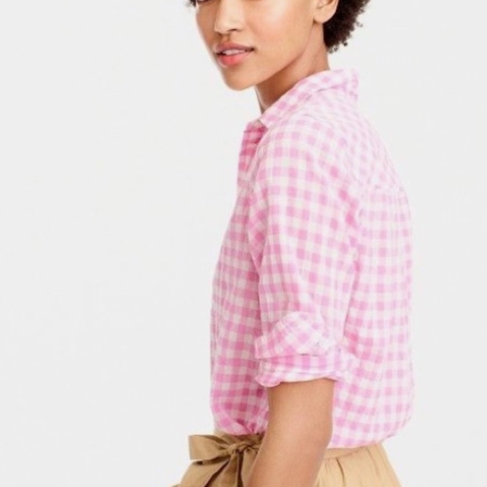 Gingham pink J. Crew blouse