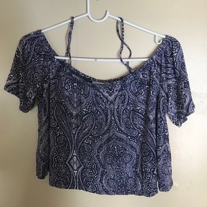 Charlotte Russe blue pattern off the shoulder