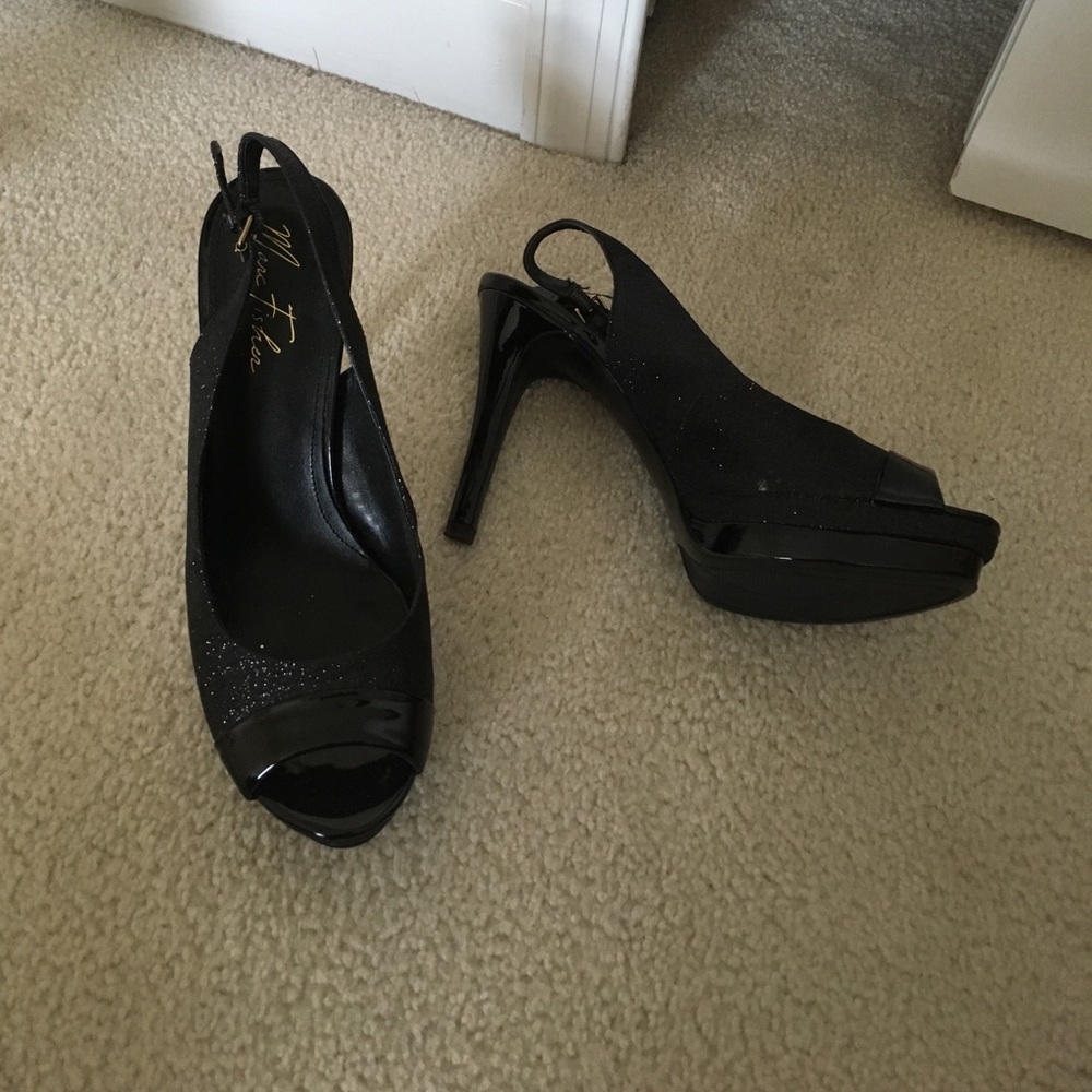 Black/glitter formal heels