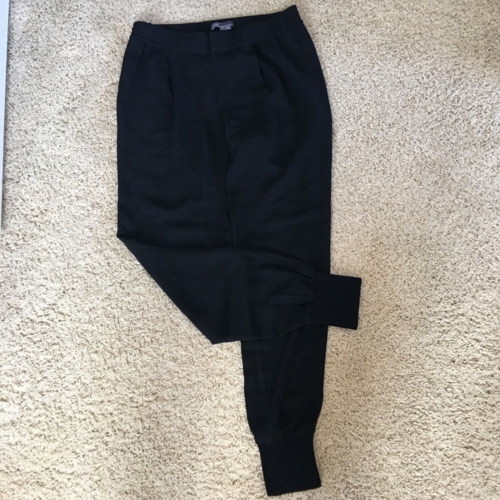 Vince silk black joggers with singed bottom