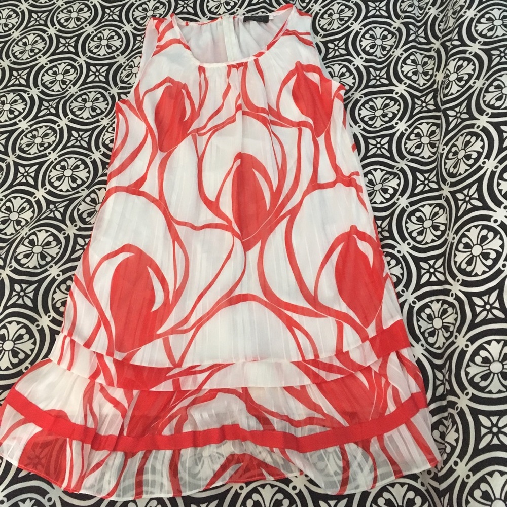 Duo red and white sheer dress
