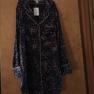 VS Long Sleeve Satin Sleep Shirt