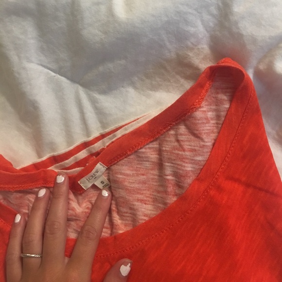 J. Crew White and Orange Stripped Tee - Picture 3 of 3