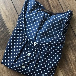 The Limited Navy blue with white polka dots top