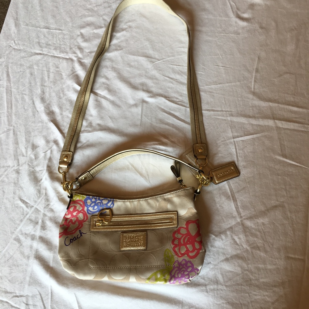 Coach Limited Edition Gold Floral Cross Body Bag