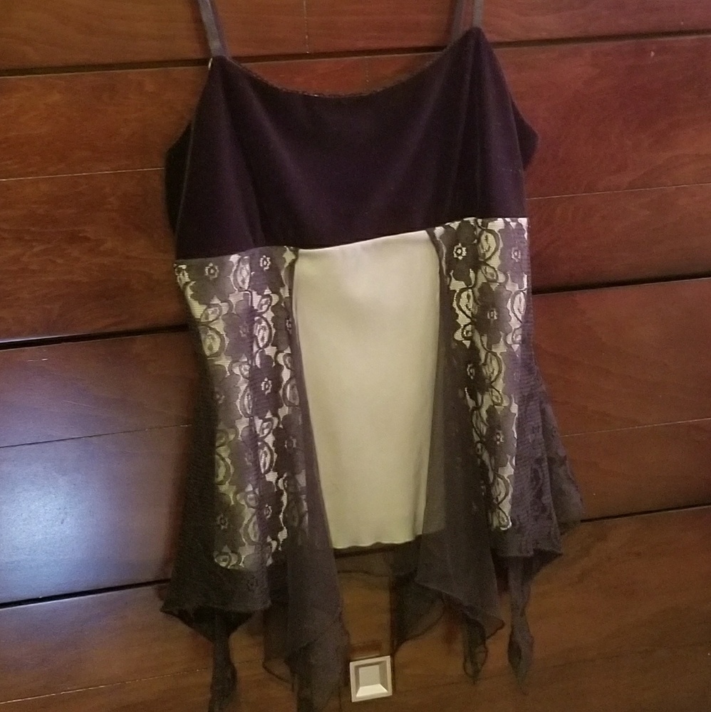 Dressy satin & mesh top