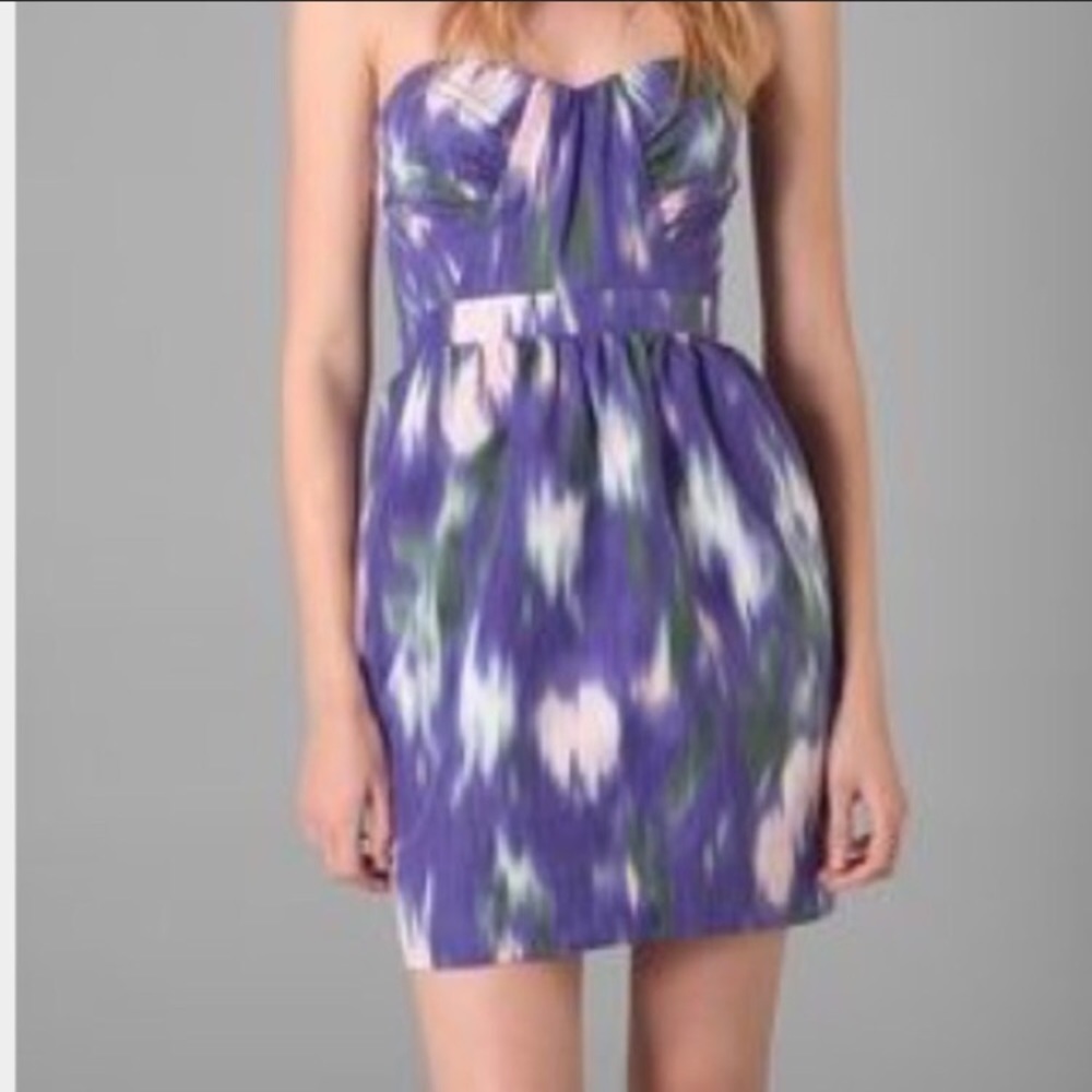 Shoshanna Purple Ikat Strapless Dress 4