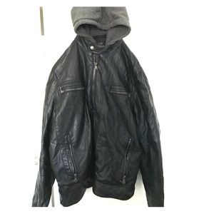 Calvin Klein Rare 100% HQ Hooded Leather Jacket