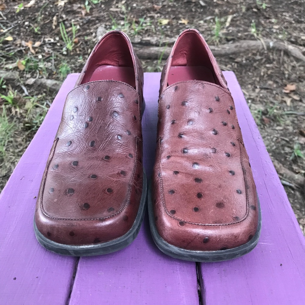 Brown leather loafers