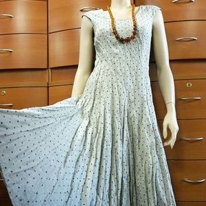 ORGANIC LINEN POLKA DOT LONG DRESS UNIQUE!!!!!!