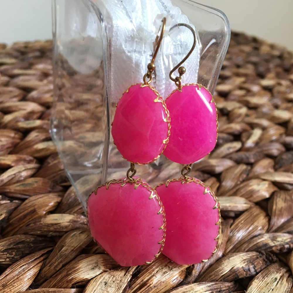 Bright pink Bauble Bar earrings