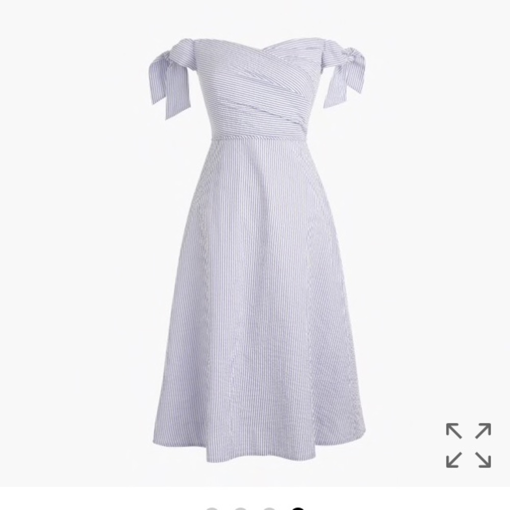New J-Crew 4-P Seersucker off-the-shoulder dress