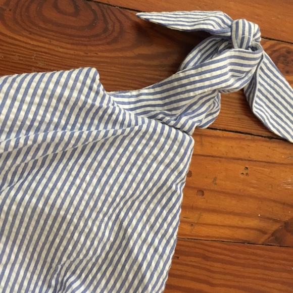 New J-Crew 4-P Seersucker off-the-shoulder dress - Picture 4 of 6