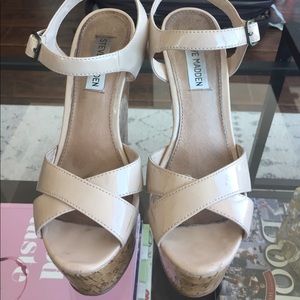 Steve Madden Nude Cork Wedges