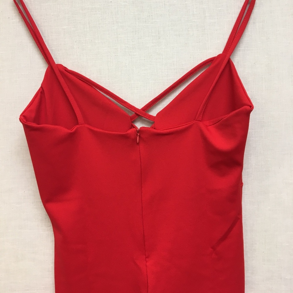 'Adriana' Red Strappy Midi Dress - Picture 4 of 5