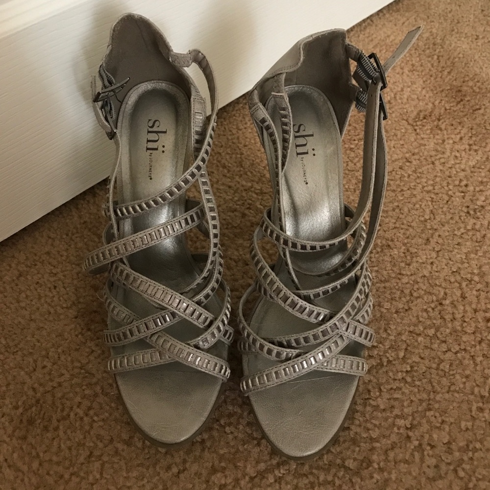 Shi Taupe Strappy Sandal Heels