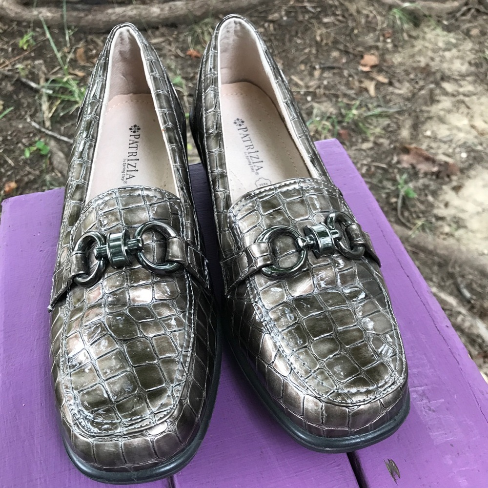 Silver leather loafers