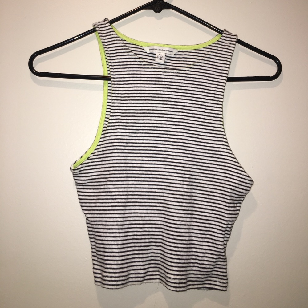 American eagle tank top/crop top with stripes.