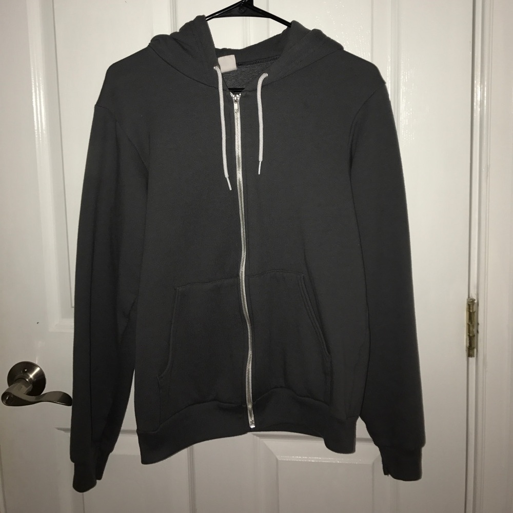 grey american apparel zip up hoodie
