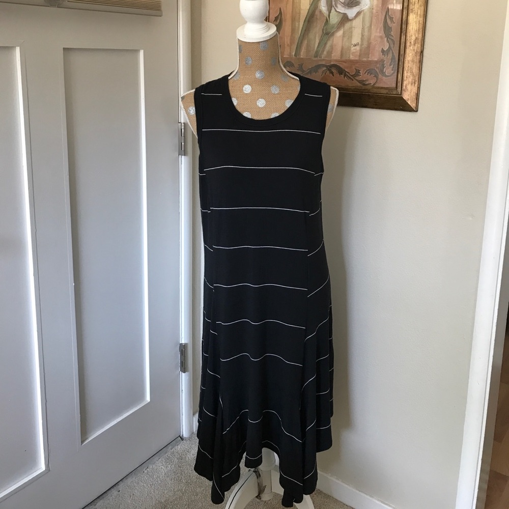 Black striped asymmetrical dress