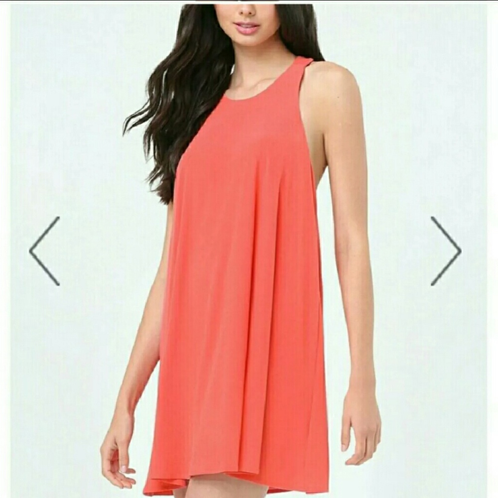 NWT Bebe coral with gold chain detail summer dress