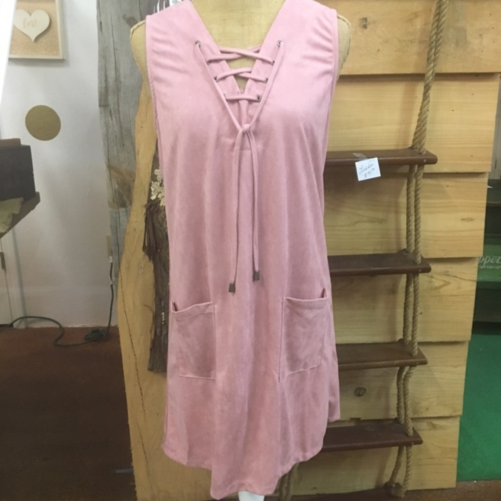 Pink suede dress