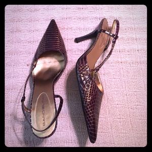 Bandalino eggplant and gold heels