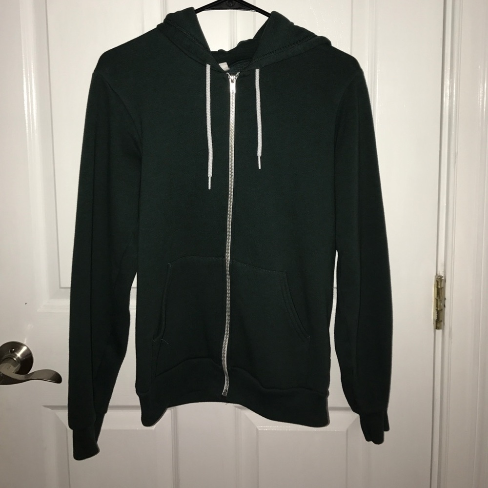forest green american apparel zip up hoodie