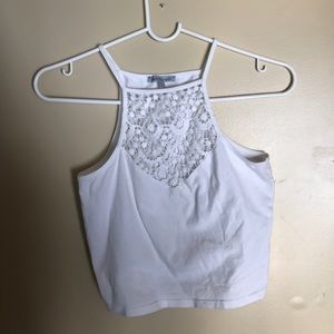 Tight white halter crop top