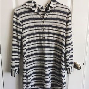 Striped linen Beach Cover Up