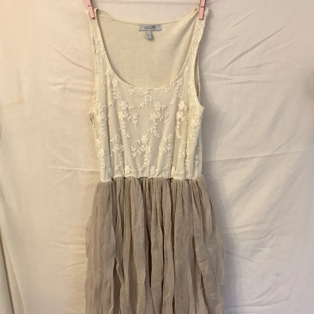 Lace Dress with Chiffon Skirt