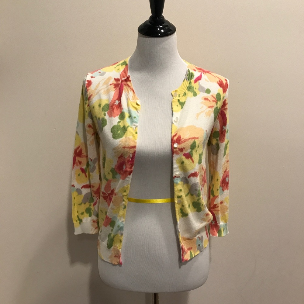 J. Crew Floral Cardigan Sweater