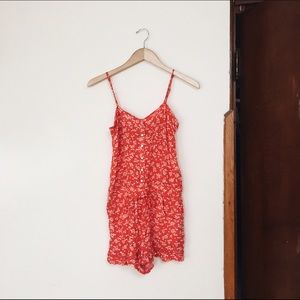 Free People - Pink Floral Romper w/ Pockets