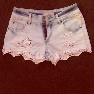 Light wash jean shorts