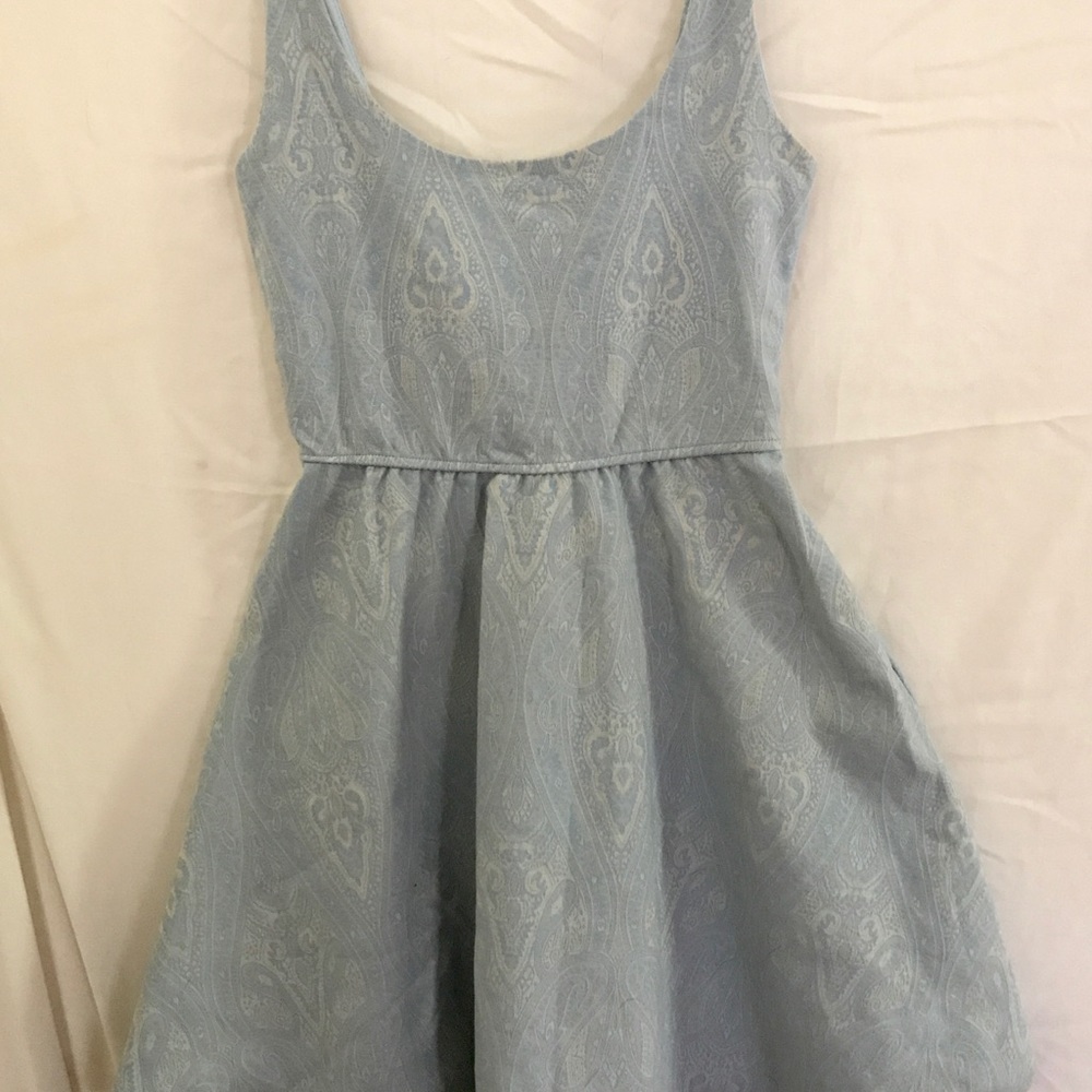 Cream Detailed Baby Blue Dress