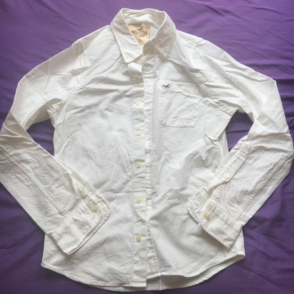 Hollister White Button Down Shirt Small