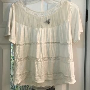 Off White Lace Detail Blouse