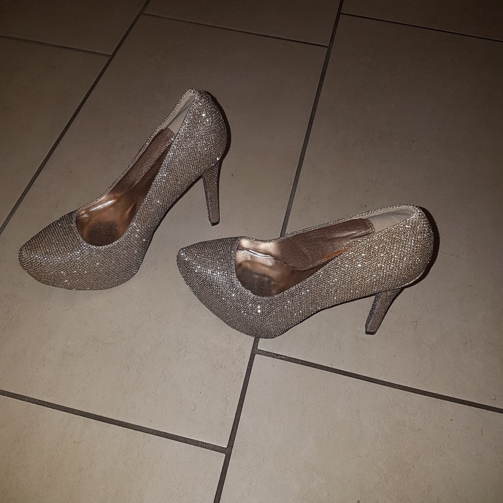 Champagne gold platform heel