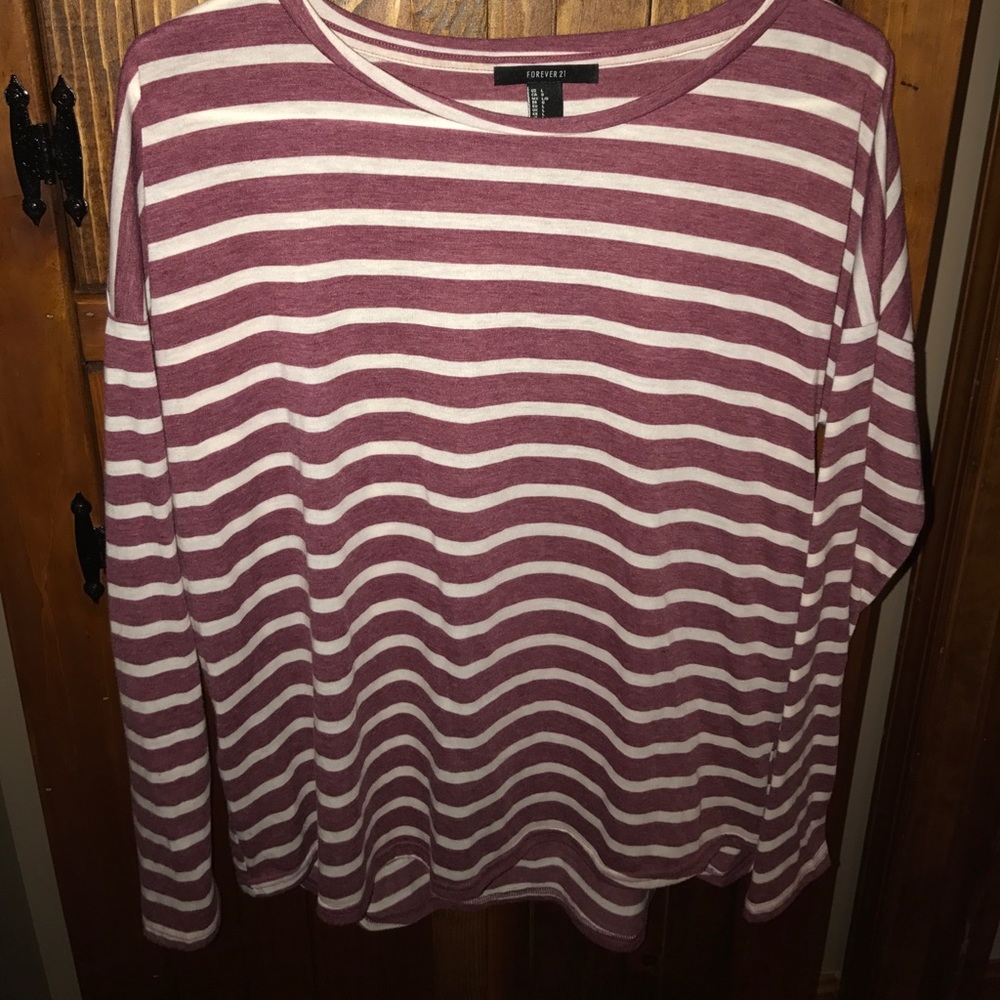 Maroon and White Striped Shirt