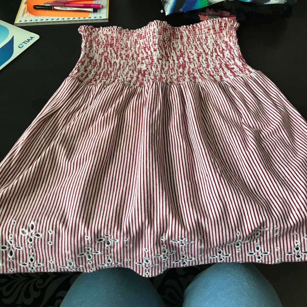 LOFT strapless shirt. Red/white stripes. Size XL