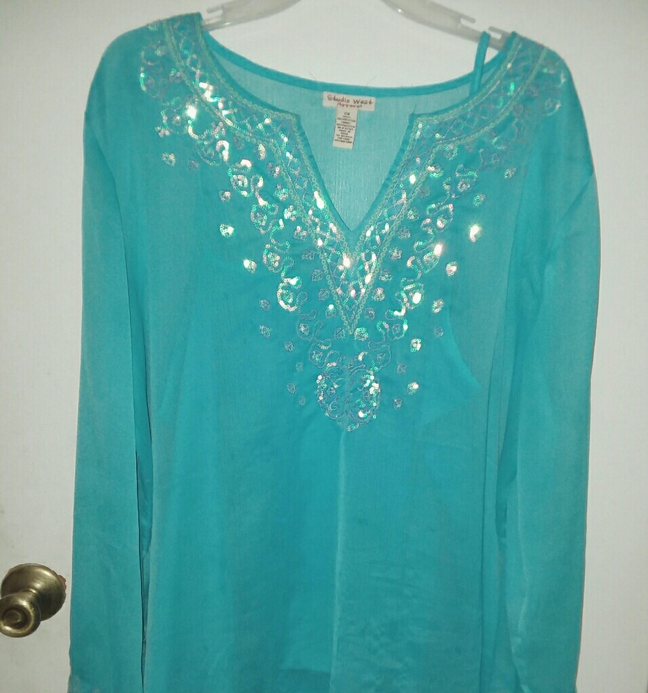 Sheer sequence shirt with Camey