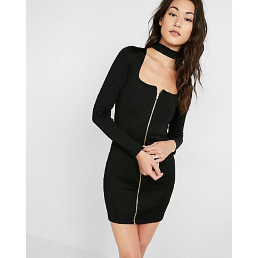 Express mock neck zip front dress