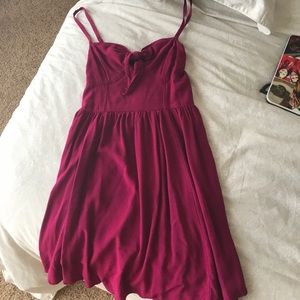 Magenta dress, ties across the chest