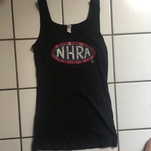 NHRA rhinestone black tank top