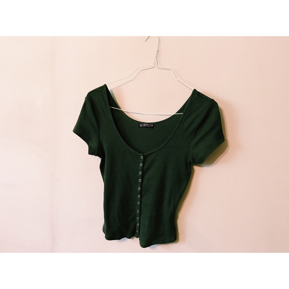 Olive button up tee