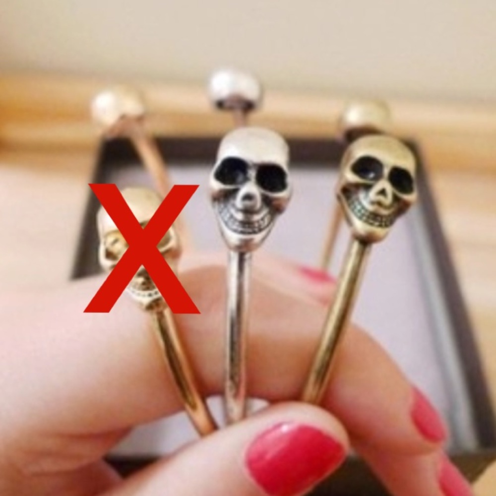 5/$25 Double Skull head bangle cuff bracelet