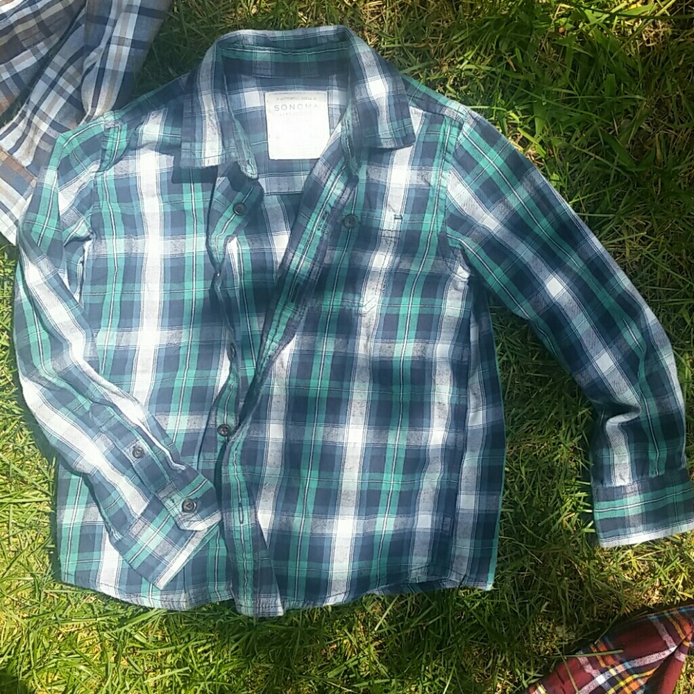 Boys plaid cotton button down.